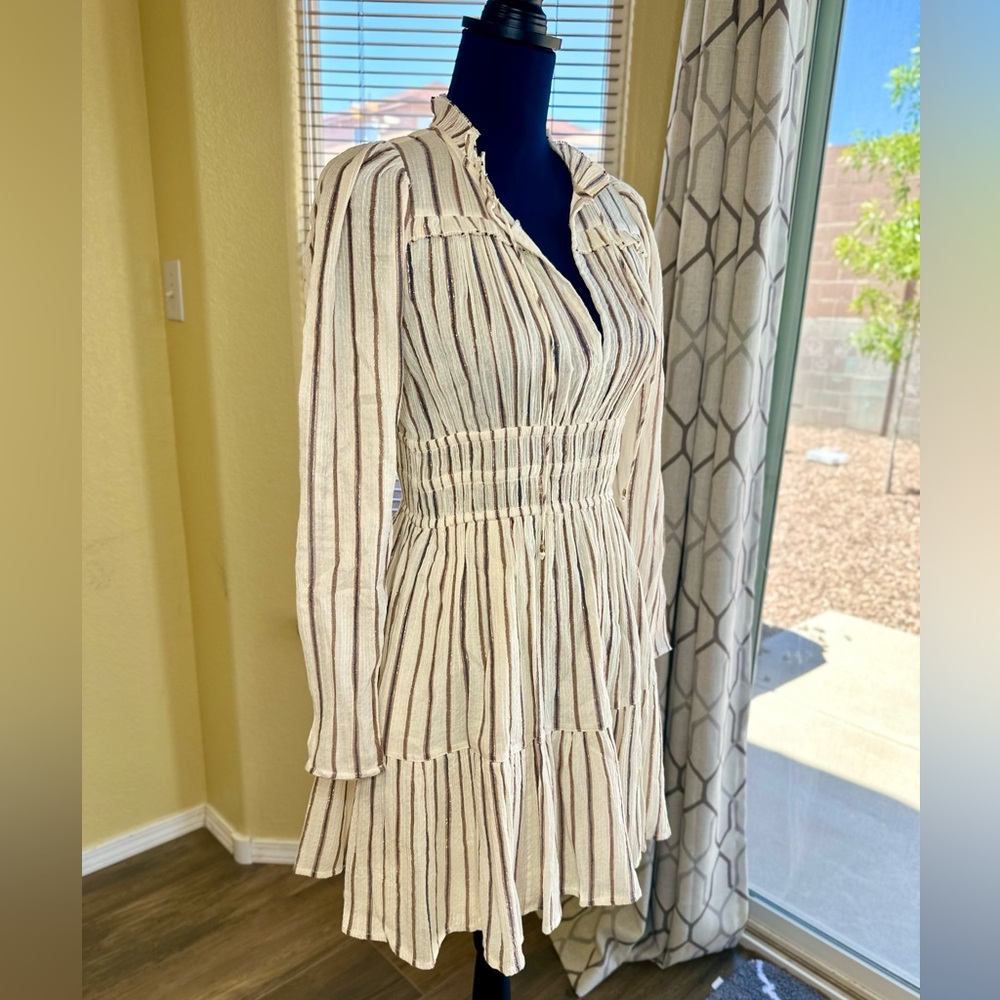 EUC Ulla Johnson Cream Striped Rosalind Mini Dress - Picture 6 of 17